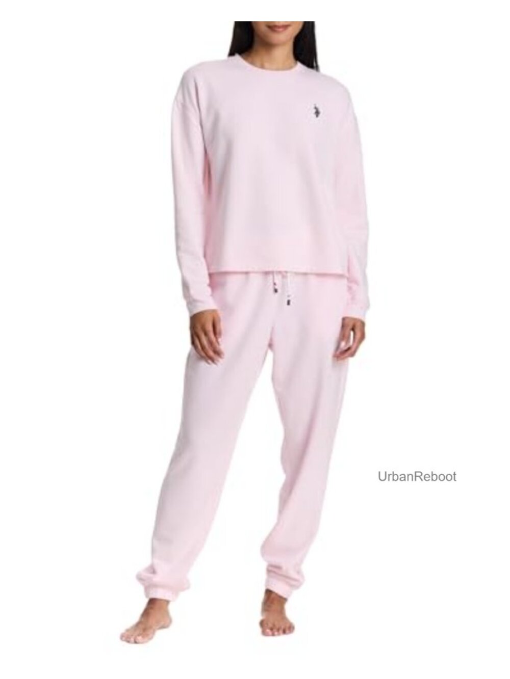 Fleece-Backed Jersey Lounge Set Sweatshirt Joggers Womens Plus Size
